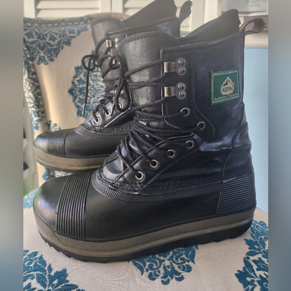 Aspen Authentic Men's Size 11 Snow Mud Black Leather Waterproof Duck Boots Lot4